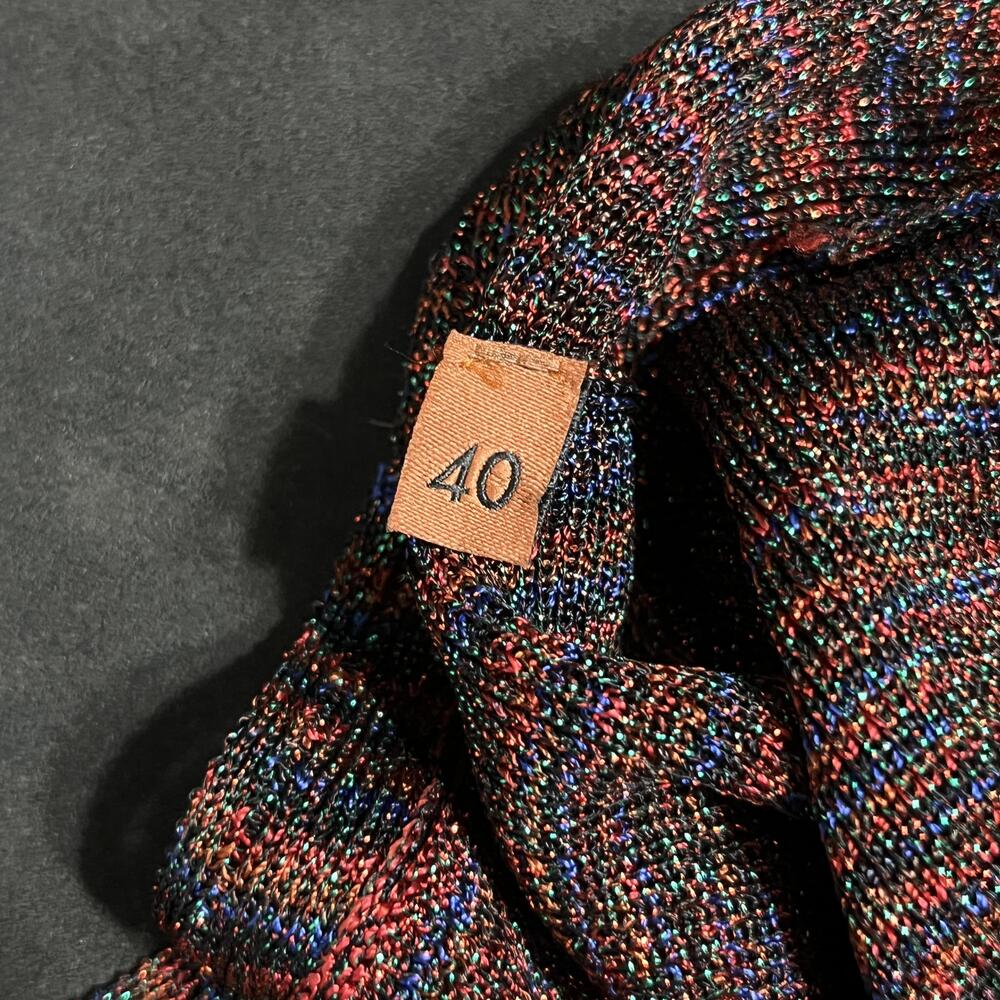 Missoni Sweater Womens 40 Rainbow Multicolor Metallic Glitter V Neck Knit Italy - Picture 6 of 7